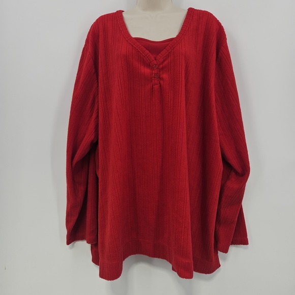 Catherines Sweater Women‎ 4X Red Textured Knit Chenille Pullover Holiday Party - Picture 9 of 10